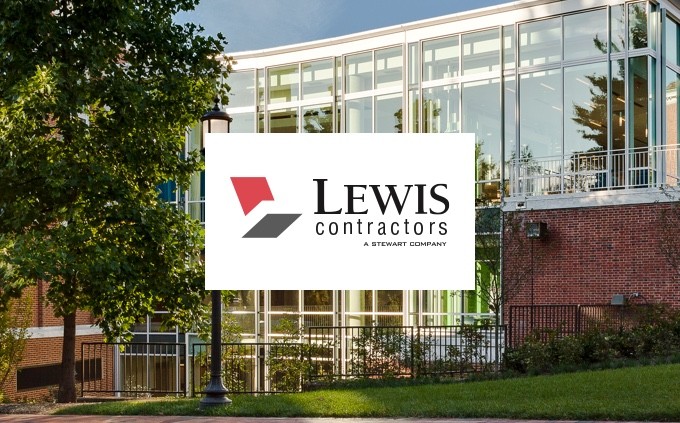lewisContractors lewis contractors logo and building